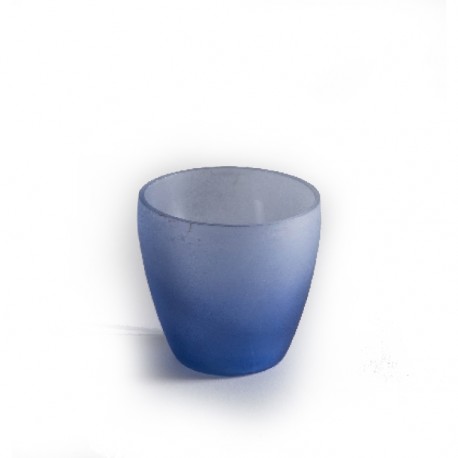 photophore verre bleu poli