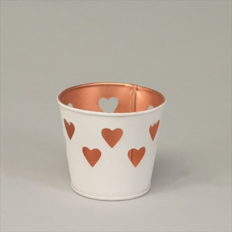 photophore metal blanc avec coeur en découpe