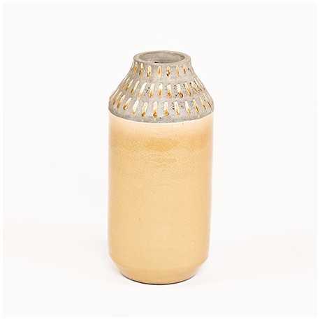 Vase en céramique jaune et beige