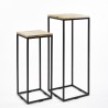 TABLE D'APPOINT en métal noir et bois de mangier