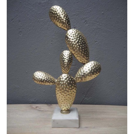 Cactus doré sur socle marbre