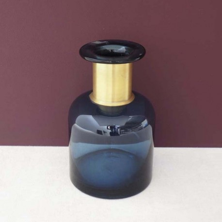 Bouteille pharmacie col doré verre GRIS