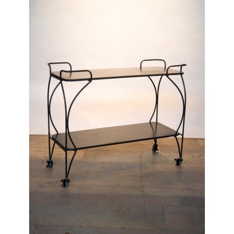 Desserte métal 2 niveaux patine noire