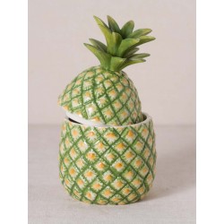 ananas céramique peinte vert et jaune