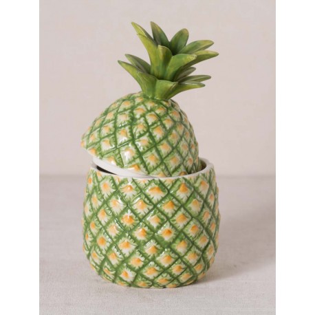 ananas céramique peinte vert et jaune