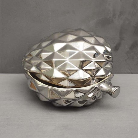 Pomme de pin porcelaine argentée