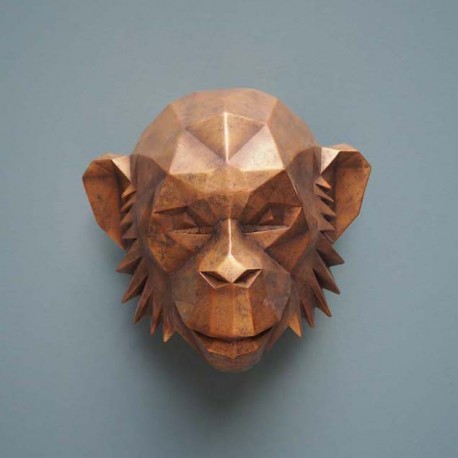 Trophée tête d'Orang-outan design doré effet patine