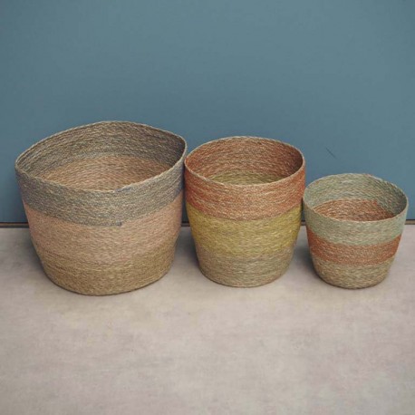 paniers tricolores en jonc de mer