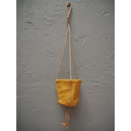 Cache-pot à suspendre en jute