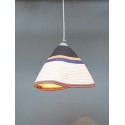 Luminaire textile Bleu ornage et beige