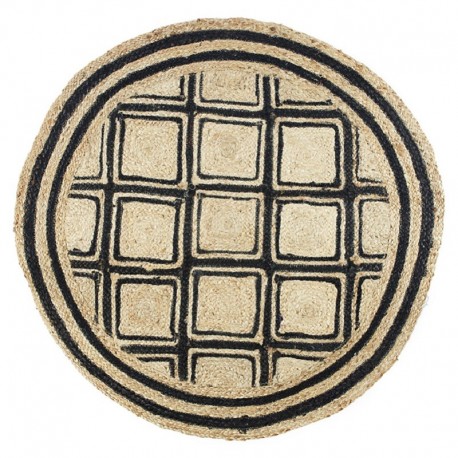 TAPIS ROND JUTE NATUREL/NOIR