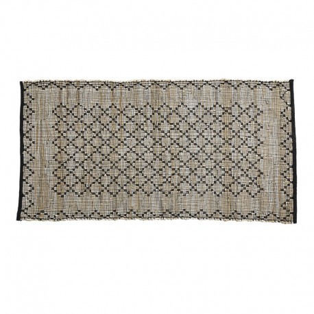 TAPIS CUIR NOIR/GRIS étnique