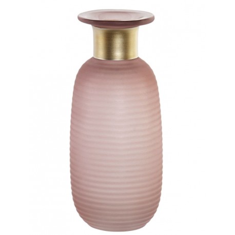 VASE EN VERRE ROSE ET MÉTAL D'ORÉ