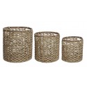 Set de 3 panier linge jonc 40X40X43