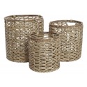 Set de 3 panier linge jonc 40X40X43