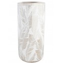 PORTE PARAPLUIE PORCELAINE 20X20X46 PLUMES BLANC