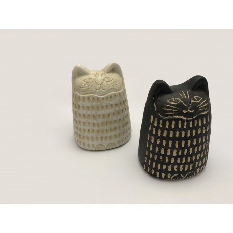 chat en céramique noir ou blanc