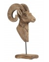 tête bois, tête de bouc en bois sculpté.