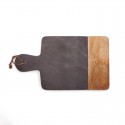 Planche de coupe en marbre noir et bois