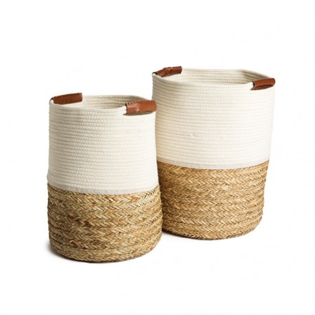 Panier en corde et tissu coton